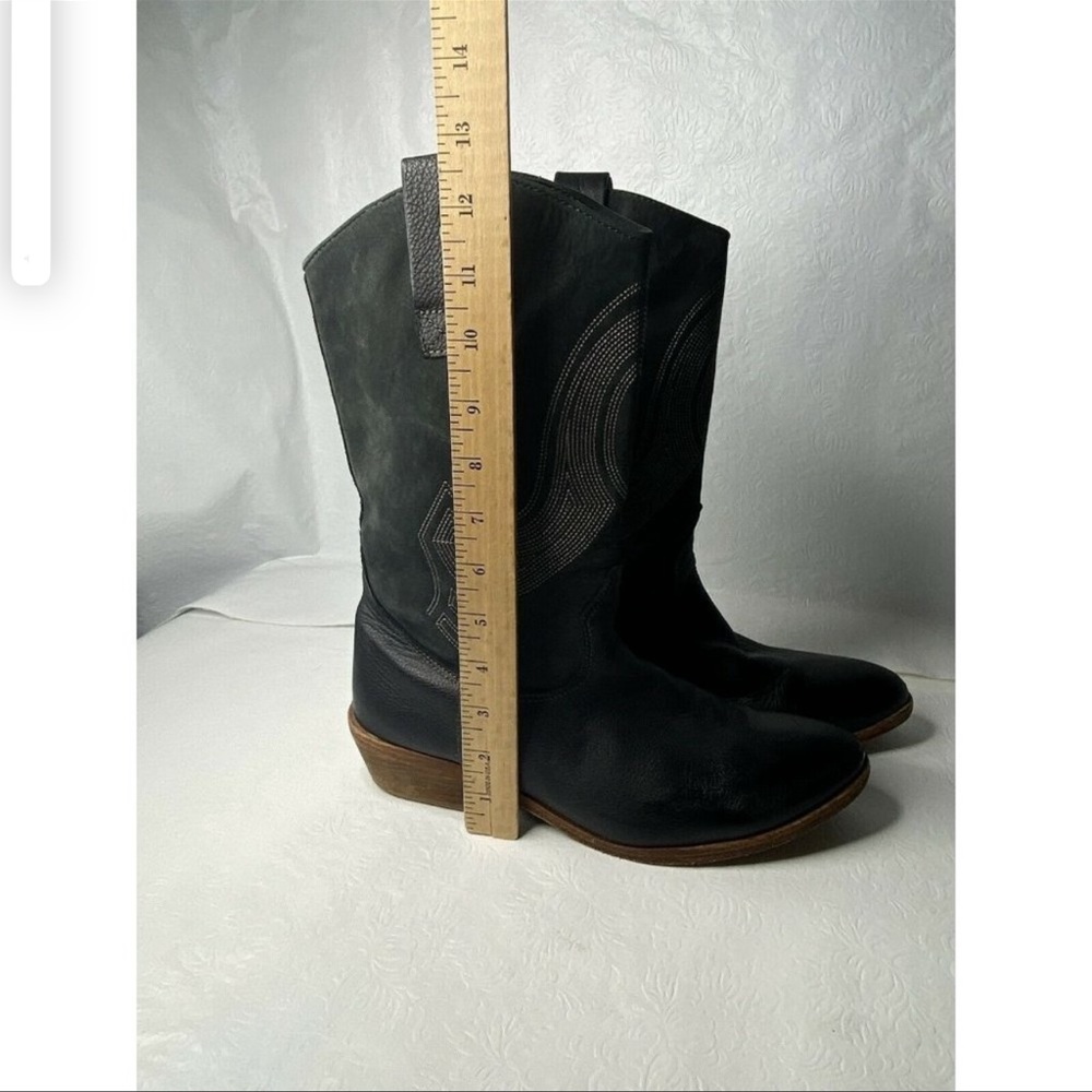 Array Black Leather Boots Silver Embellished West - image 7